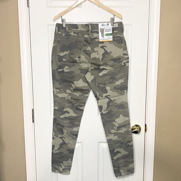 Seven7 Womens Utility Ankle Skinny Jeans Green Camo Size 12 Pockets Stretch - Picture 5 of 10